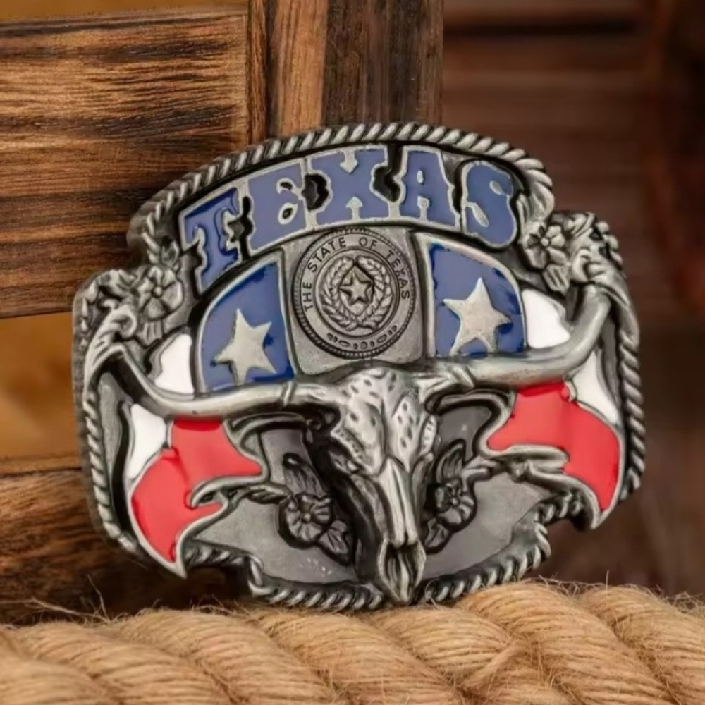 Longhorn bull rodeo Texas western Belt Buckle